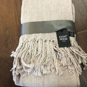 Eight Mood Sweden cream fringe blanket throw NWT